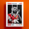 Manchester United & Portuguese Midfielder Bruno Fernandes Custom Number 1 Fan Poster.